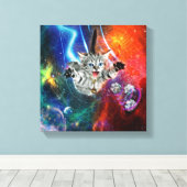 12x12 Psychedelische ruimte Kitty Cat op doek. Canvas Afdruk (Insitu (Houten vloer))