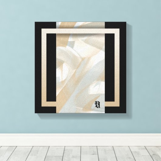 12x12" Sandy Tornado Trend Abstracte Kunst Beige Canvas Afdruk (Insitu (Houten vloer))