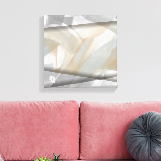 12x12" Sandy Tornado Trend Abstracte Kunst Beige Canvas Afdruk (Insitu (Woonkamer))