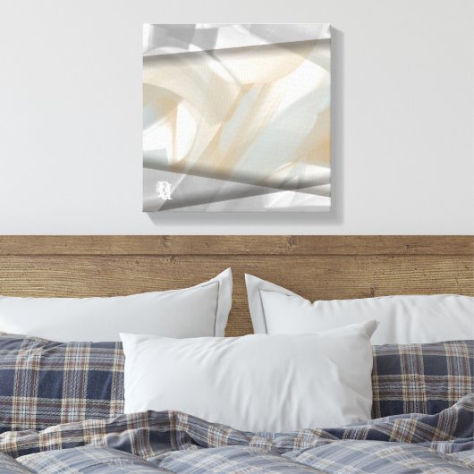 12x12" Sandy Tornado Trend Abstracte Kunst Beige Canvas Afdruk (Insitu (Slaapkamer))