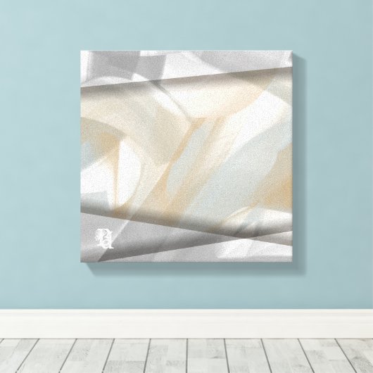 12x12" Sandy Tornado Trend Abstracte Kunst Beige Canvas Afdruk (Insitu (Houten vloer))