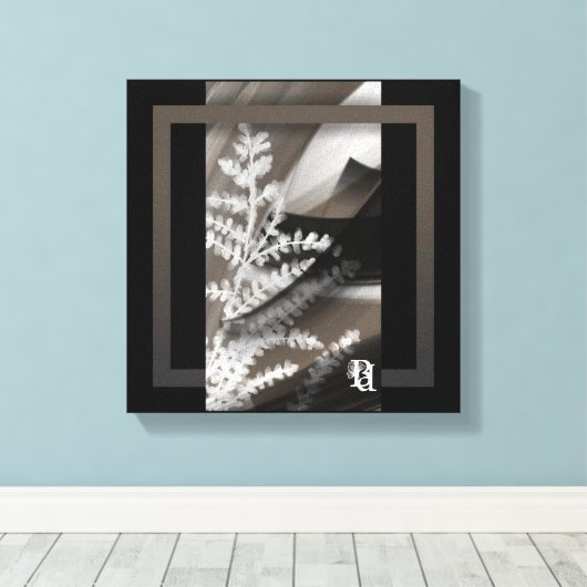 12x12" Terra’s Tender Whisper Abstract Brown Flowe Canvas Afdruk (Insitu (Houten vloer))