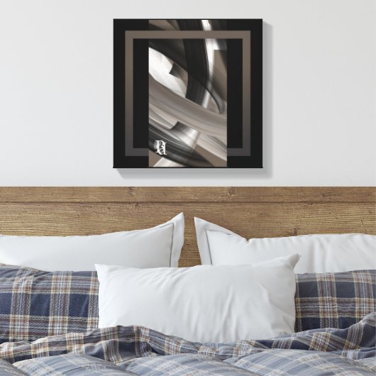 12x12" Terra’s Tender Whisper Abstract Brown Flowe Canvas Afdruk (Insitu (Slaapkamer))