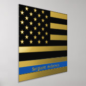 12x12 Thin Blue Line US Flag REAL GOLD FOIL Folie Afdrukken (Laagn)