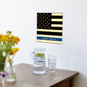 12x12 Thin Blue Line US Flag REAL GOLD FOIL Folie Afdrukken (Laag (Keuken))