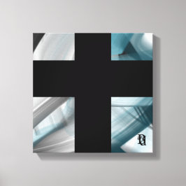 12x12" Trend Abstract Art Canvas Black White Blue