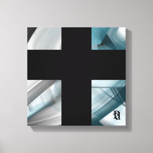 12x12" Trend Abstract Art Canvas Black White Blue (Voorkant)