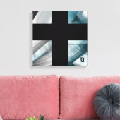 12x12" Trend Abstract Art Canvas Black White Blue (Insitu (Woonkamer))