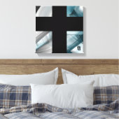 12x12" Trend Abstract Art Canvas Black White Blue (Insitu (Slaapkamer))
