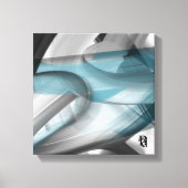 12x12" Trend Abstract Art Canvas Black White Blue (Voorkant)