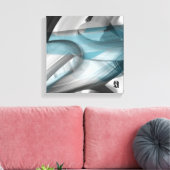 12x12" Trend Abstract Art Canvas Black White Blue (Insitu (Woonkamer))