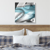 12x12" Trend Abstract Art Canvas Black White Blue (Insitu (Slaapkamer))