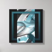 12x12" Trend Abstract Art Canvas Black White Blue (Voorkant)