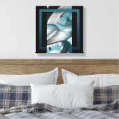 12x12" Trend Abstract Art Canvas Black White Blue (Insitu (Slaapkamer))