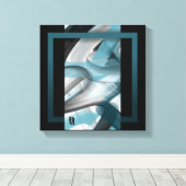 12x12" Trend Abstract Art Canvas Black White Blue (Insitu (Houten vloer))