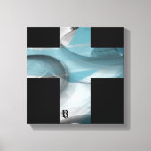 12x12" Trend Abstract Art Canvas Black White Blue (Voorkant)