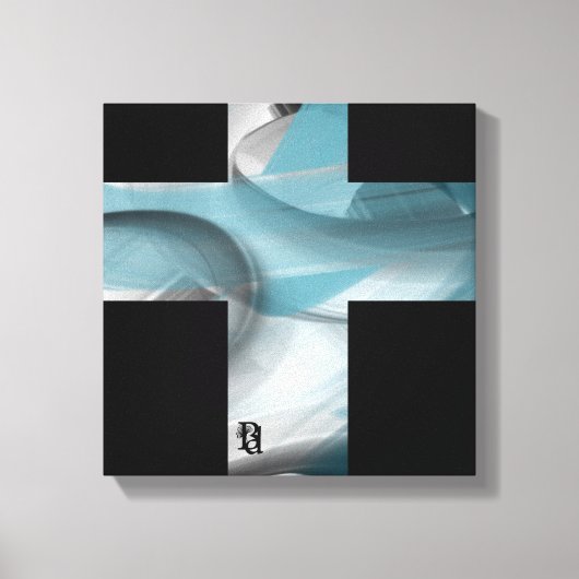 12x12" Trend Abstract Art Canvas Black White Blue (Voorkant)