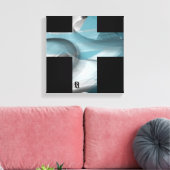 12x12" Trend Abstract Art Canvas Black White Blue (Insitu (Woonkamer))