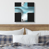 12x12" Trend Abstract Art Canvas Black White Blue (Insitu (Slaapkamer))
