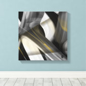 12x12" Trend Abstract Art Canvas Black White Gold (Insitu (Houten vloer))