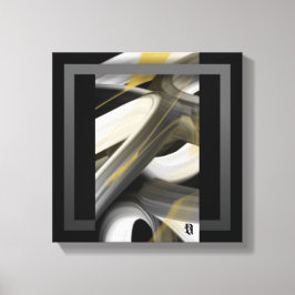 12x12" Trend Abstract Art Canvas Black White Gold