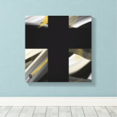 12x12" Trend Abstract Art Canvas Black White Gold (Insitu (Houten vloer))