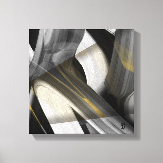 12x12" Trend Abstract Art Canvas Black White Gold Afdruk (Voorkant)