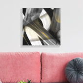 12x12" Trend Abstract Art Canvas Black White Gold Afdruk (Insitu (Woonkamer))