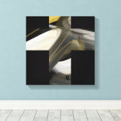 12x12" Trend Abstract Art Canvas Black White Gold Afdruk (Insitu (Houten vloer))