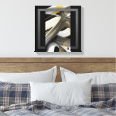 12x12" Trend Abstract Art Canvas Black White Gold Afdruk (Insitu (Slaapkamer))