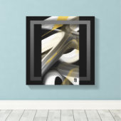 12x12" Trend Abstract Art Canvas Black White Gold Afdruk (Insitu (Houten vloer))