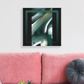 12x12" Trend Abstract Art Canvas Black White Green (Insitu (Woonkamer))