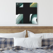 12x12" Trend Abstract Art Canvas Black White Green (Insitu (Slaapkamer))