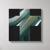 12x12" Trend Abstract Art Canvas Black White Green Afdruk (Voorkant)