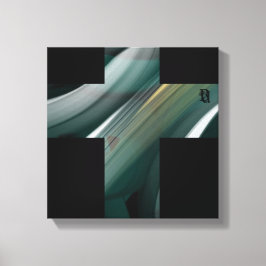 12x12" Trend Abstract Art Canvas Black White Green Afdruk