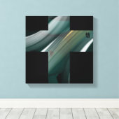 12x12" Trend Abstract Art Canvas Black White Green Afdruk (Insitu (Houten vloer))