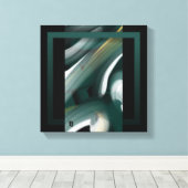 12x12" Trend Abstract Art Canvas Black White Green Afdruk (Insitu (Houten vloer))