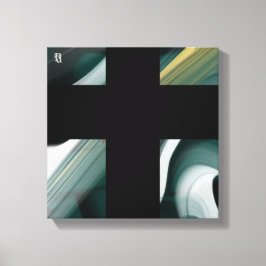 12x12" Trend Abstract Art Canvas Black White Green Afdruk
