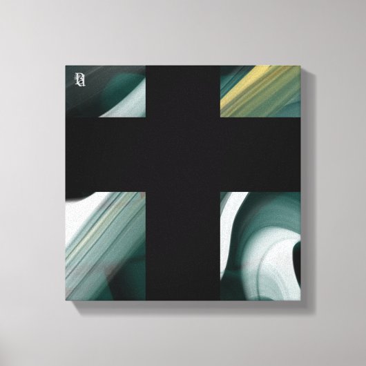 12x12" Trend Abstract Art Canvas Black White Green Afdruk (Voorkant)