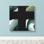 12x12" Trend Abstract Art Canvas Black White Green Afdruk (Insitu (Houten vloer))