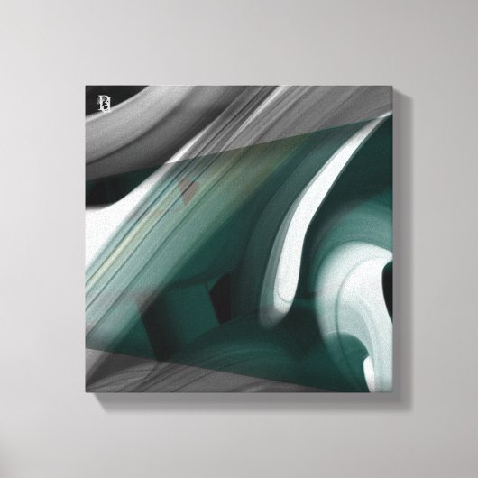 12x12" Trend Abstract Art Canvas Black White Green Afdruk (Voorkant)