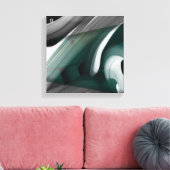 12x12" Trend Abstract Art Canvas Black White Green Afdruk (Insitu (Woonkamer))