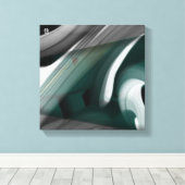 12x12" Trend Abstract Art Canvas Black White Green Afdruk (Insitu (Houten vloer))