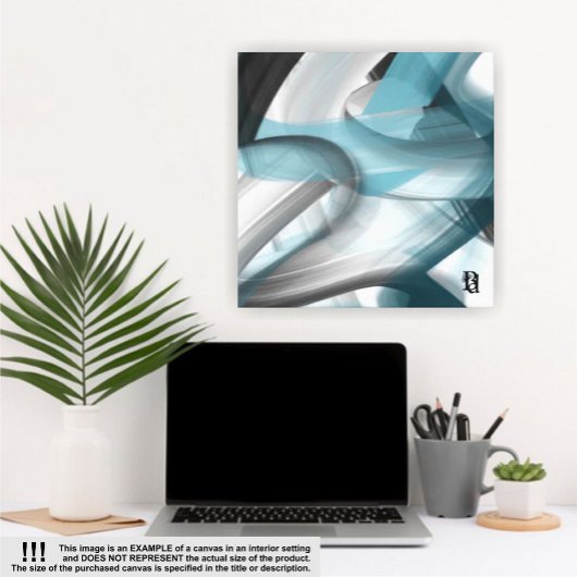 12x12" Trend Abstract Art Canvas Zwart Wit Blauw