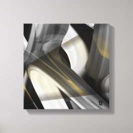 12x12" Trend Abstract Kunst Canvas Zwart Wit Goud Afdruk