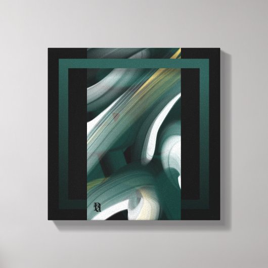 12x12" Trend Abstract Kunst Canvas Zwart Wit Groen Afdruk (Voorkant)