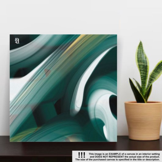 12x12"Trend Abstract Kunstcanvas Zwart Wit Groen Canvas Afdruk