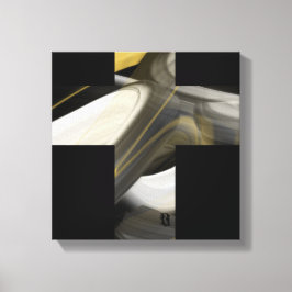 12x12" Trend Abstracte Kunst Canvas Zwart Wit Goud Afdruk