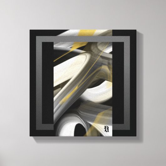 12x12" Trend Abstracte Kunst Canvas Zwart Wit Goud Afdruk (Voorkant)