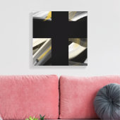 12x12" Trend Abstracte Kunst Canvas Zwart Wit Goud Afdruk (Insitu (Woonkamer))